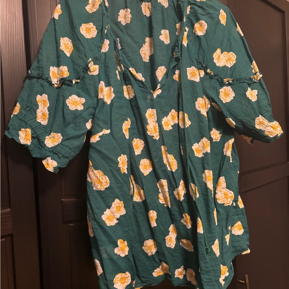 Floral Green and Yellow blouse